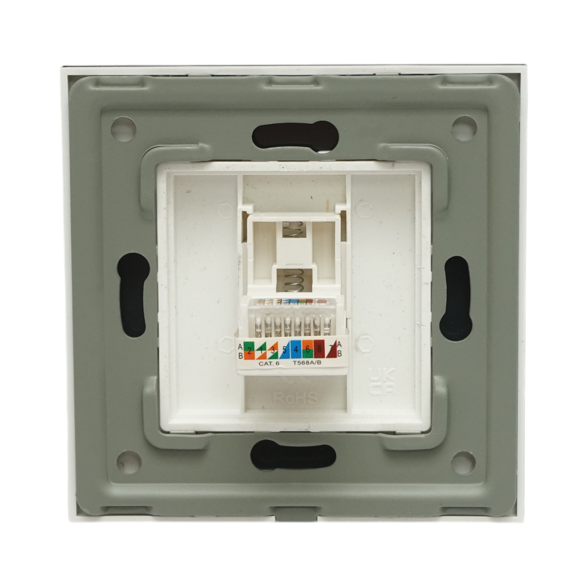 Priza internet CAT6 RJ45, rama sticla alba 86x86mm - imagine 4