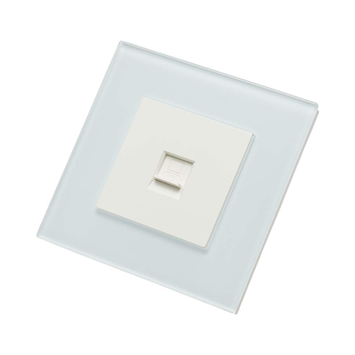 Priza internet CAT6 RJ45, rama sticla alba 86x86mm
