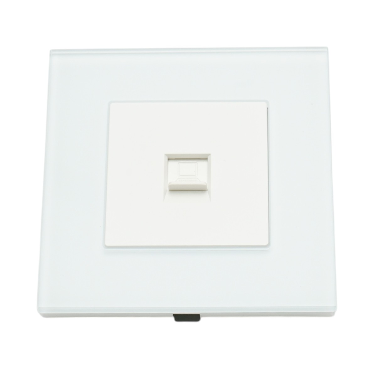 Priza internet CAT6 RJ45, rama sticla alba 86x86mm - imagine 2