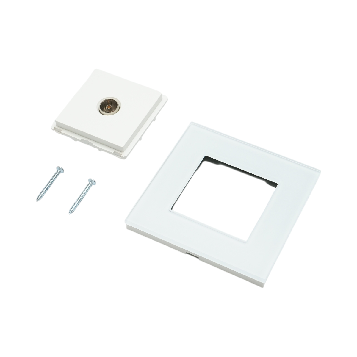 Priza TV alba incastrata cu rama din sticla 86x86mm - imagine 5