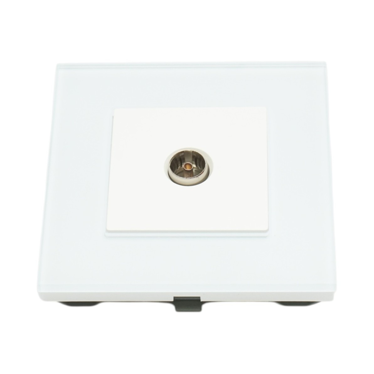 Priza TV alba incastrata cu rama din sticla 86x86mm - imagine 2