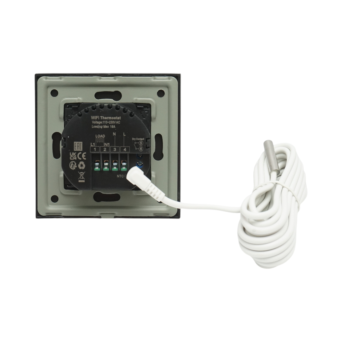 Termostat WiFi incalzire in pardoseala si boiler, afisaj digital, senzor extern, rama sticla neagra 86x86mm - imagine 4