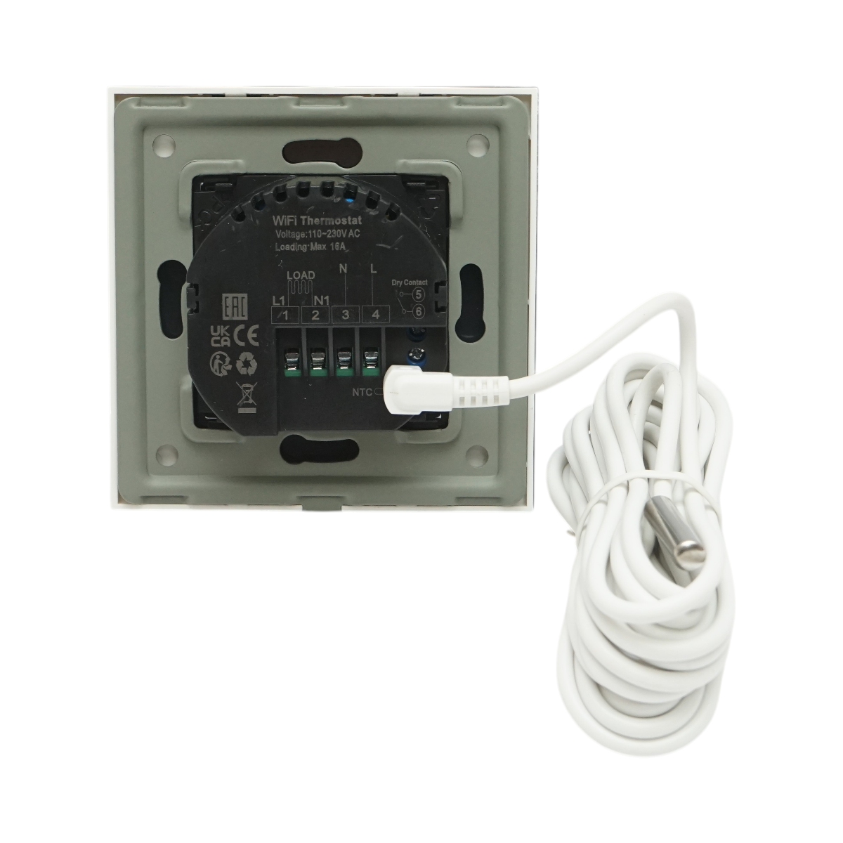 Termostat WiFi incalzire in pardoseala si boiler, afisaj digital, senzor extern, rama sticla alba 86x86mm - imagine 4