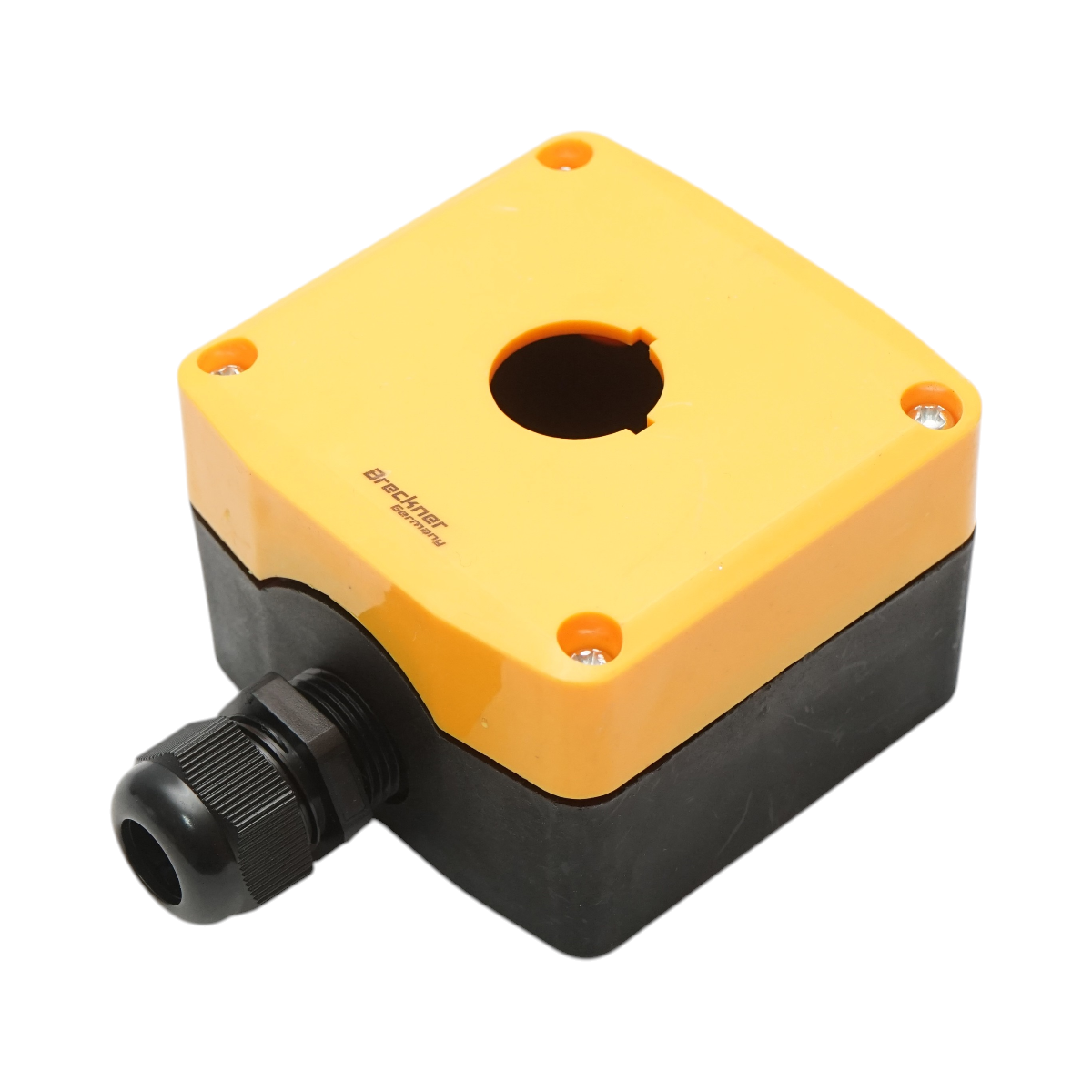 Carcasa comanda 1 buton galbena cu protectie 78x78x54mm IP68 Breckner Germany