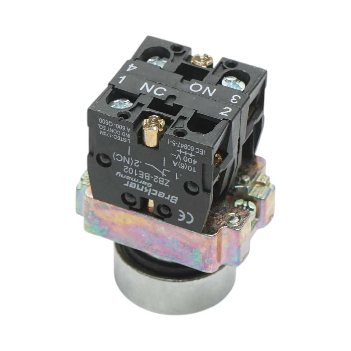 Buton comanda metalic negru cu revenire 1NO+1NC, 400V/10A, LAY5 Breckner Germany - imagine 3