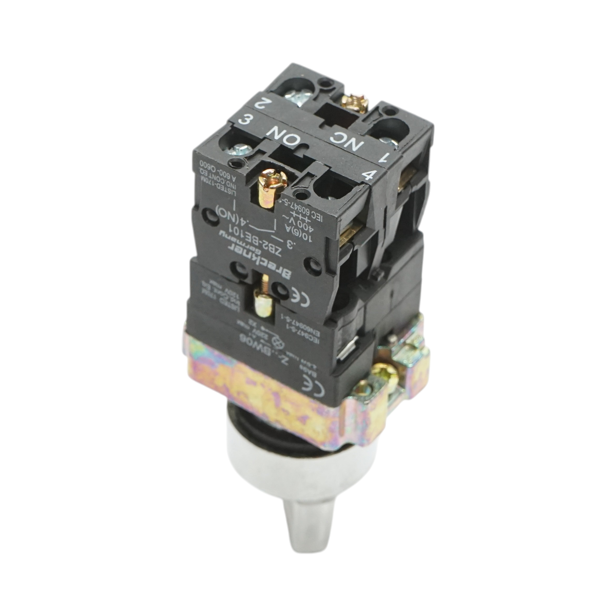 Selector 2 pozitii cu retinere si indicator semnalizare LED alb 1NO+1NC, 220V, LAY5 Breckner Germany - imagine 3