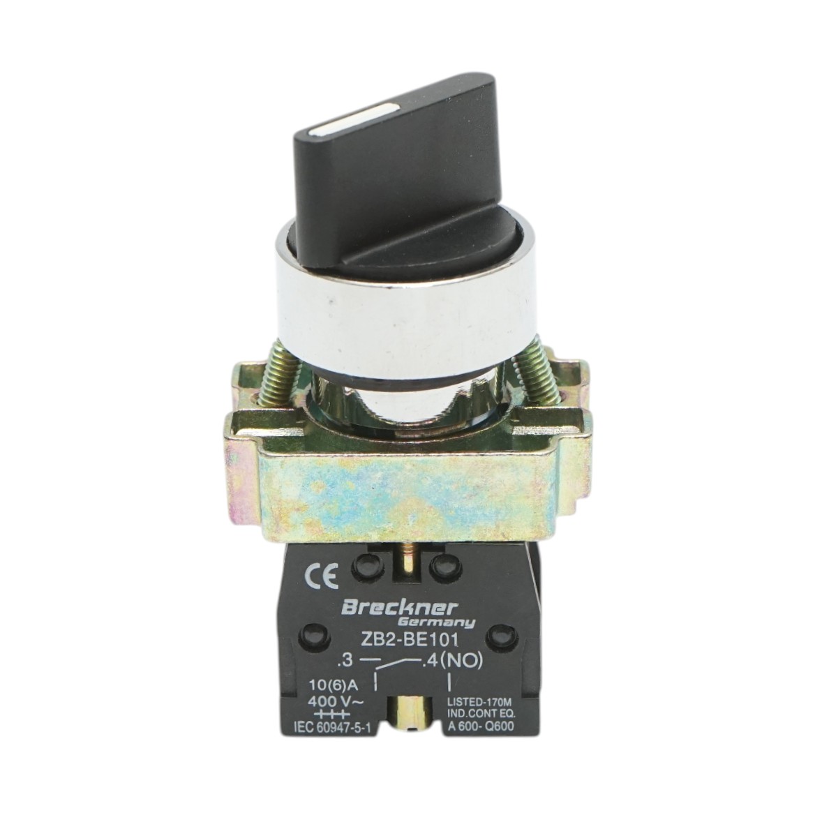 Selector 2 pozitii cu revenire negru 1NO, 400V/10A, LAY5-BD41 Breckner Germany