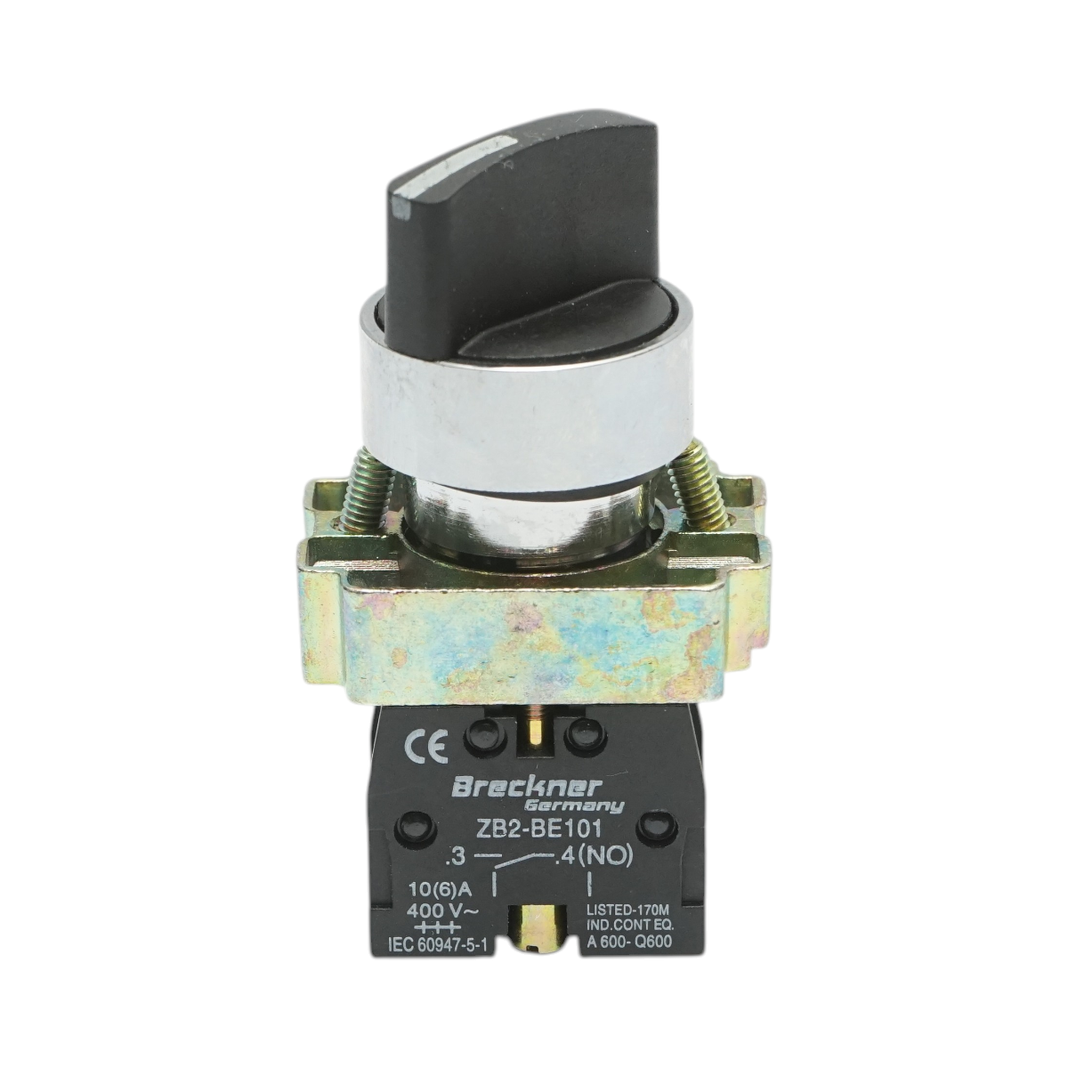 Selector 2 pozitii cu retinere negru 1NO, 400V/10A, LAY5-BD21C Breckner Germany