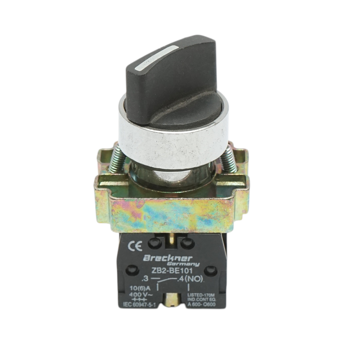 Selector 2 pozitii cu revenire negru 1NO, 400V/10A, LAY5-BD41C Breckner Germany