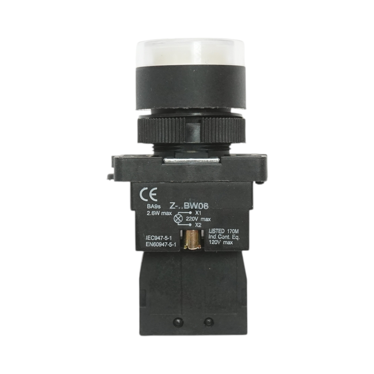 Buton indicator LED alb cu rezistenta integrata 1NO, 220V, LAY5 Breckner Germany - imagine 5