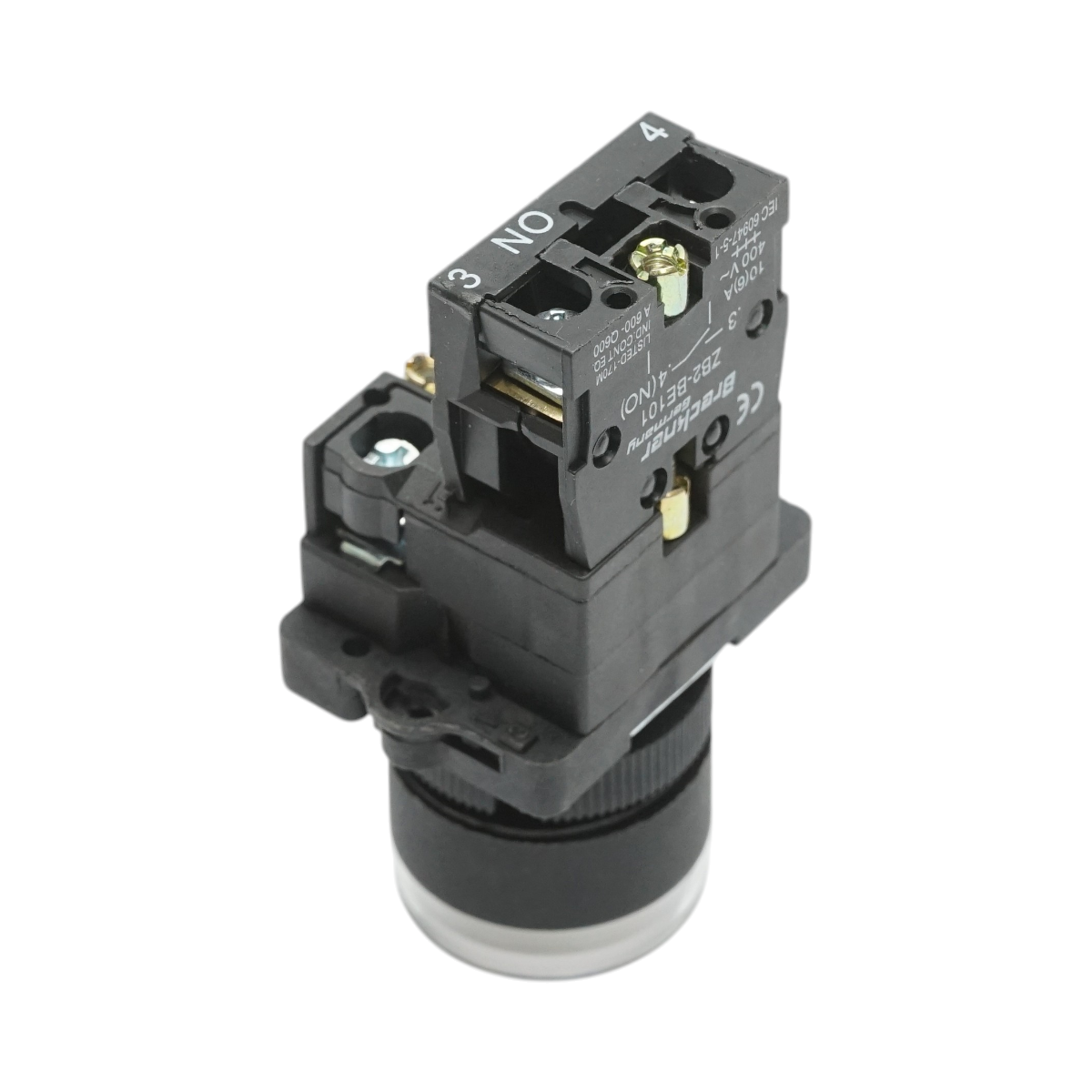 Buton indicator LED alb cu rezistenta integrata 1NO, 220V, LAY5 Breckner Germany - imagine 4