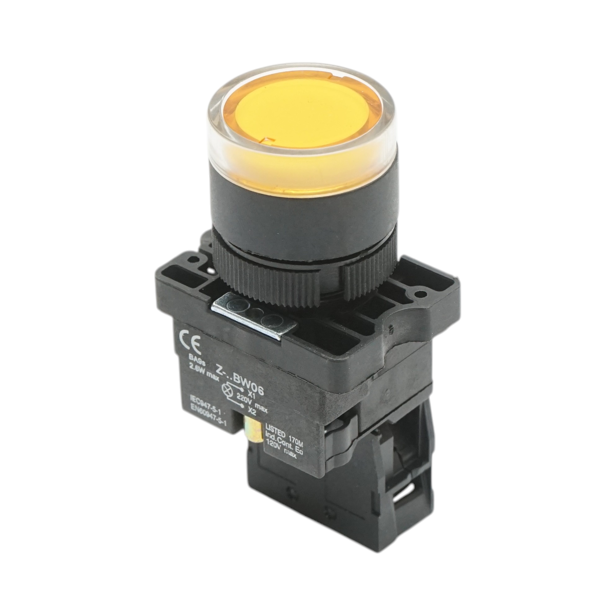 Buton indicator LED galben cu rezistenta integrata 1NO, 220V, LAY5 Breckner Germany - imagine 5