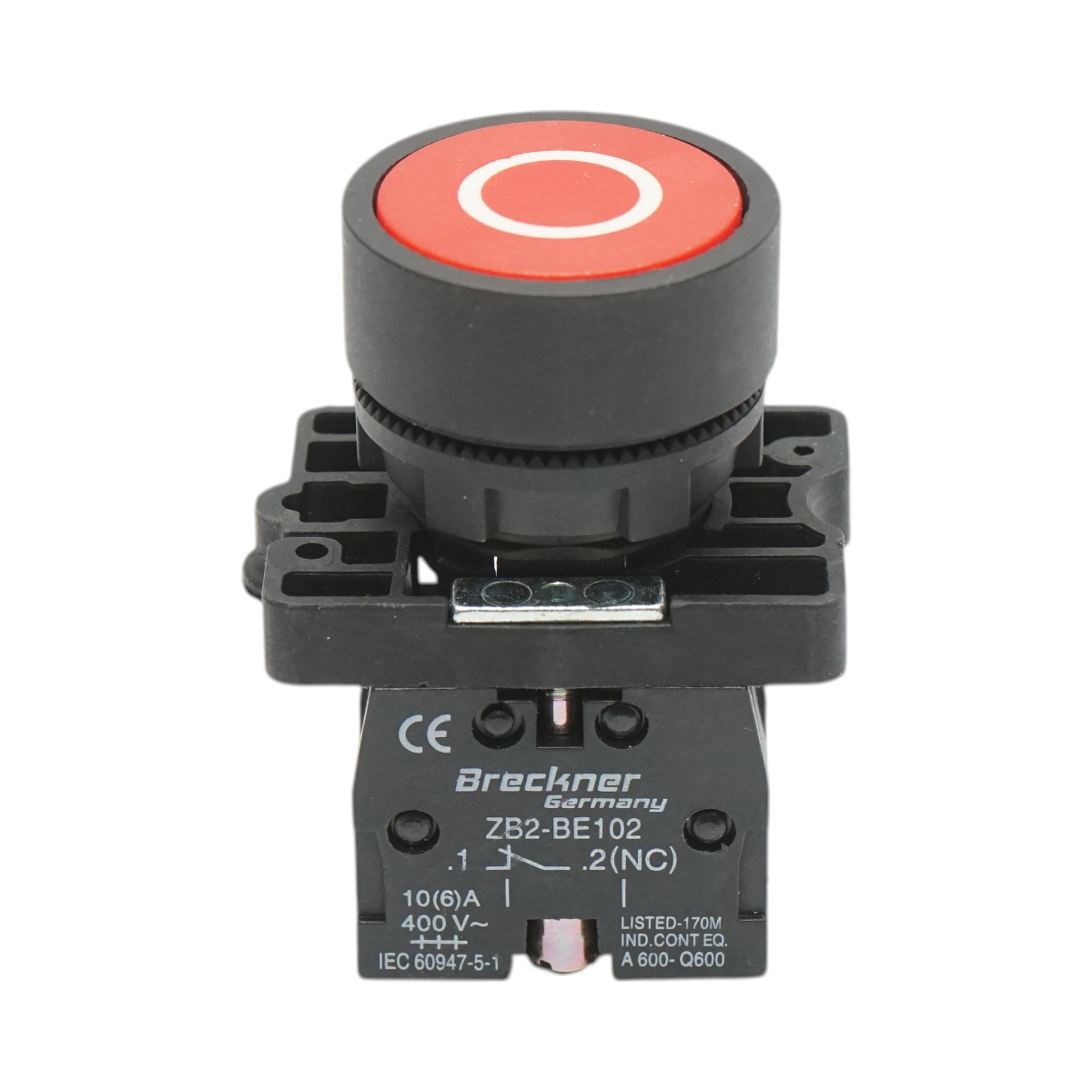 Buton comanda STOP rosu cu revenire 1NC, 400V/10A, LAY5 Breckner Germany