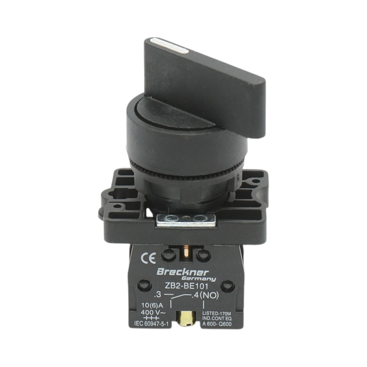 Selector 2 pozitii negru cu retinere 1NO, 400V/10A, LAY5-EJ21 Breckner Germany