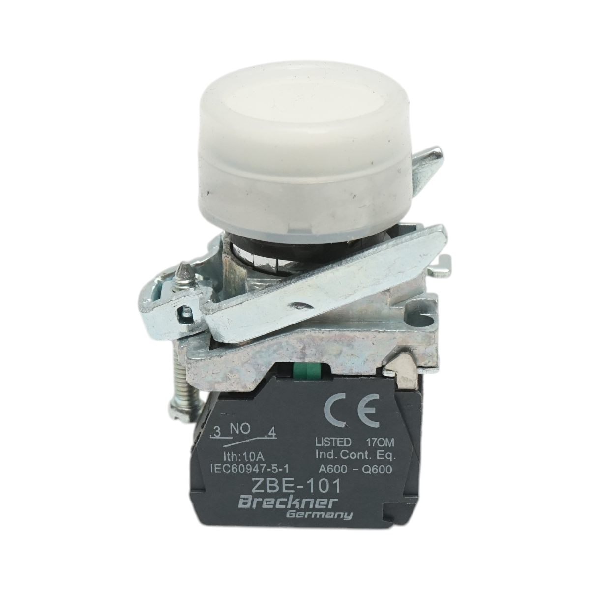 Buton comanda alb cu capac protectie IP65 1NO, 22mm TB4-BP11 Breckner Germany