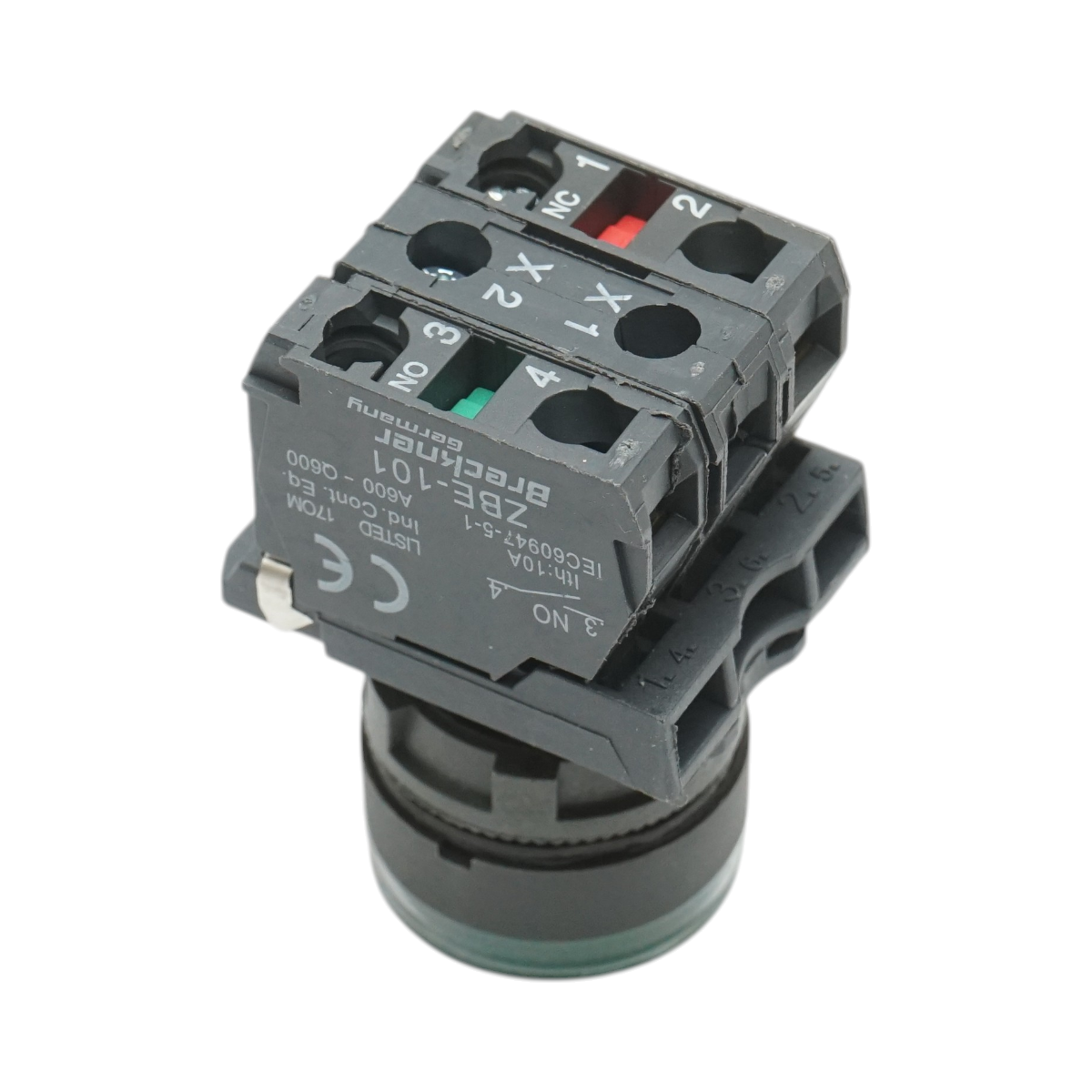 Buton comanda cu revenire si semnalizare LED verde 1NO+1NC, 220V/10A, TB5 Breckner Germany - imagine 4