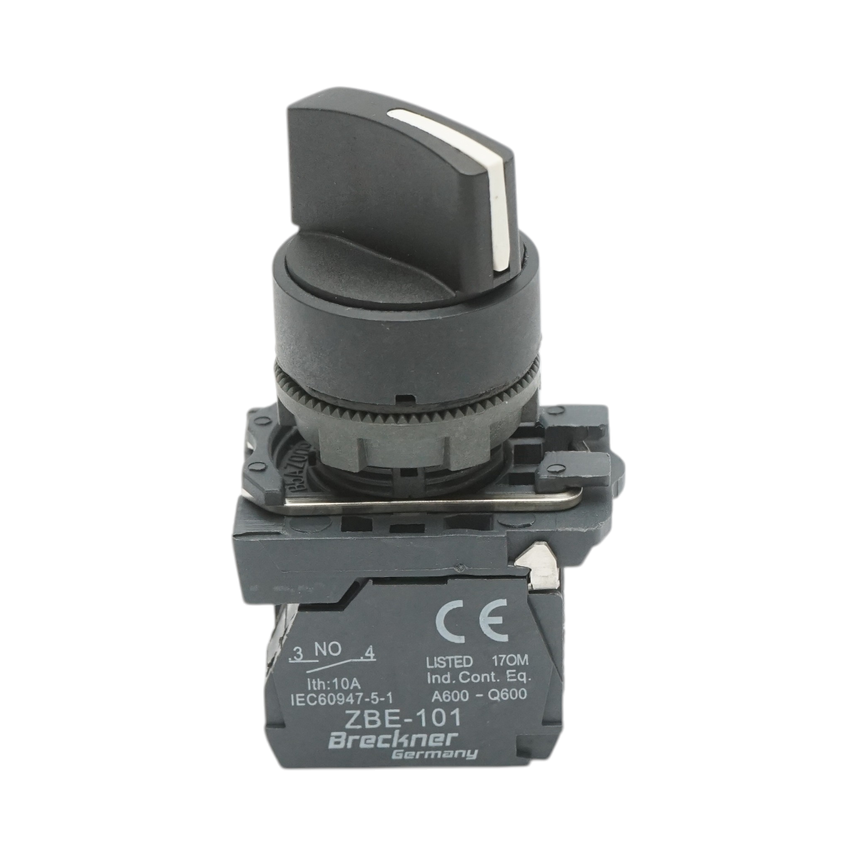 Selector 3 pozitii negru cu retinere 1NO+1NC, 10A, 24V, TB5 Breckner Germany