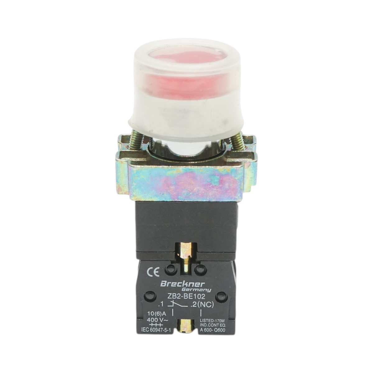 Lampa semnalizare alba cu alimentare directa si protectie 1NC, 220V, IP65, LAY5 Breckner Germany