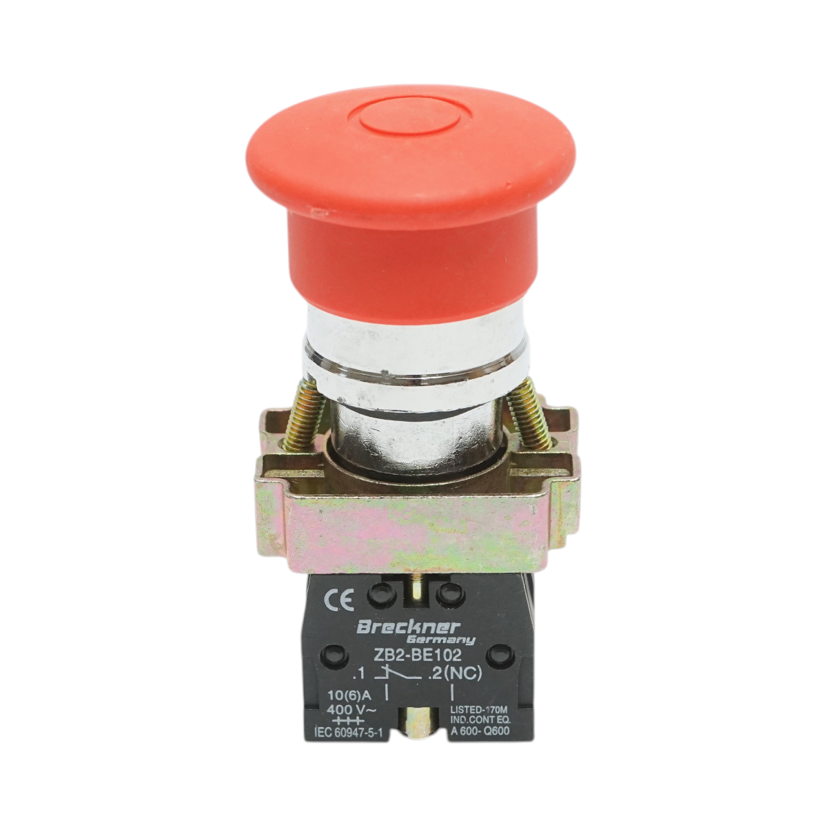 Buton comanda oprire de urgenta rosu 40mm, 1NO+1NC, 400V/10A, LAY5 Breckner Germany