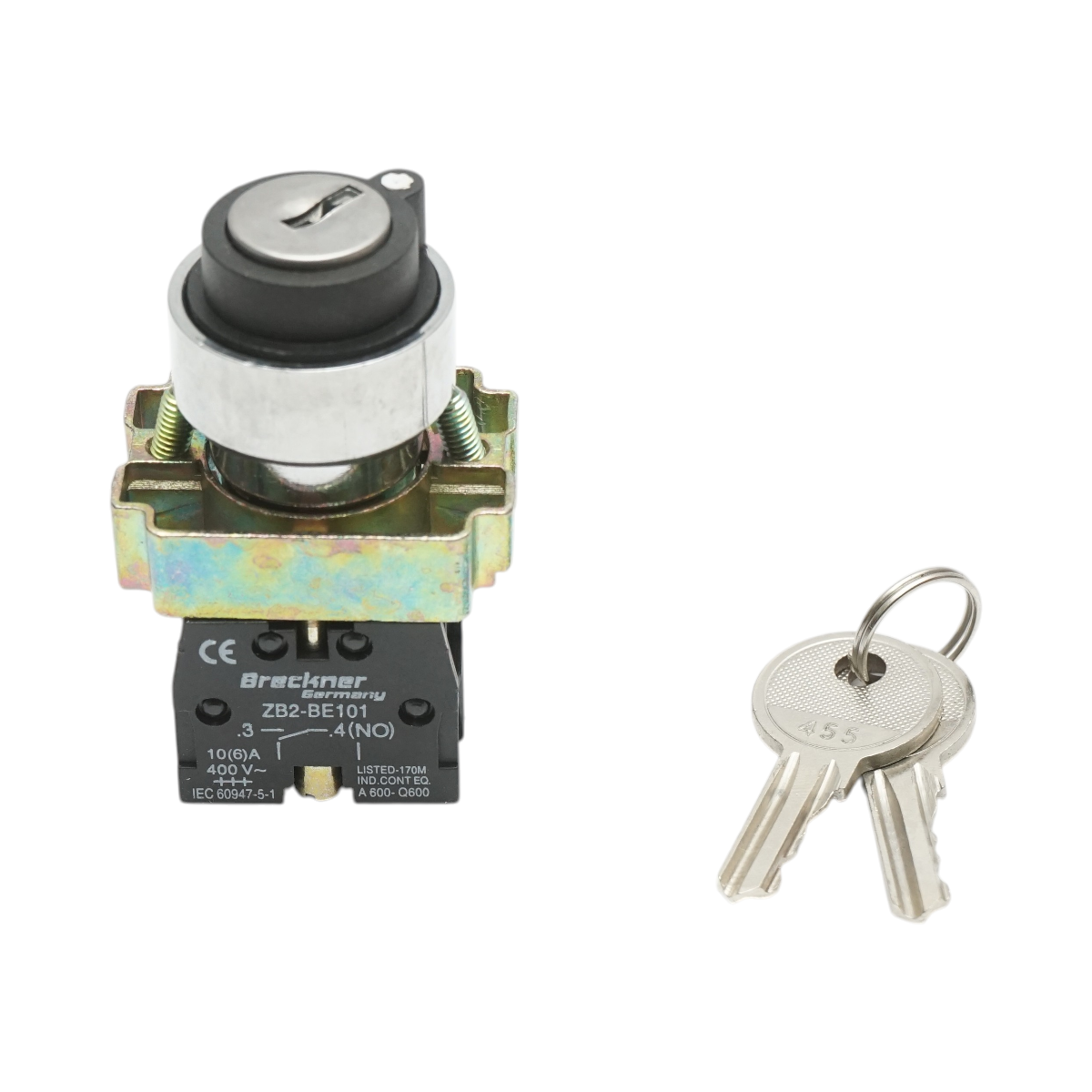 Selector 2 pozitii cu retinere si cheie 1NO, 400V/10A, LAY5-BG41 Breckner Germany