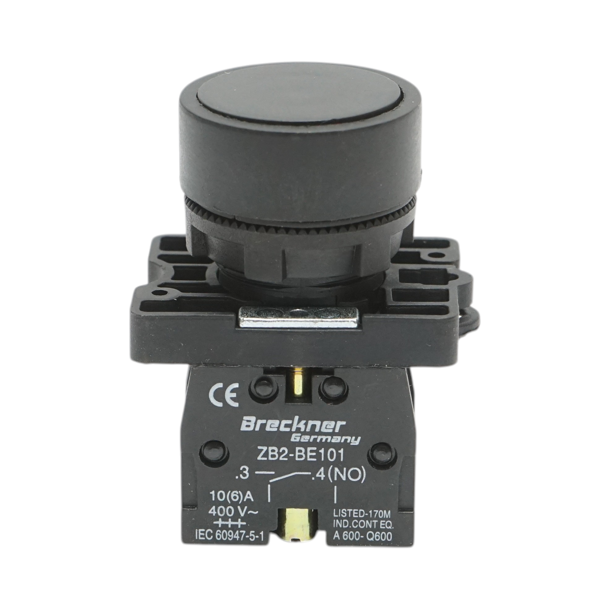 Buton comanda cu revenire negru 1NO+1NC, 400V/10A LAY5 Breckner Germany