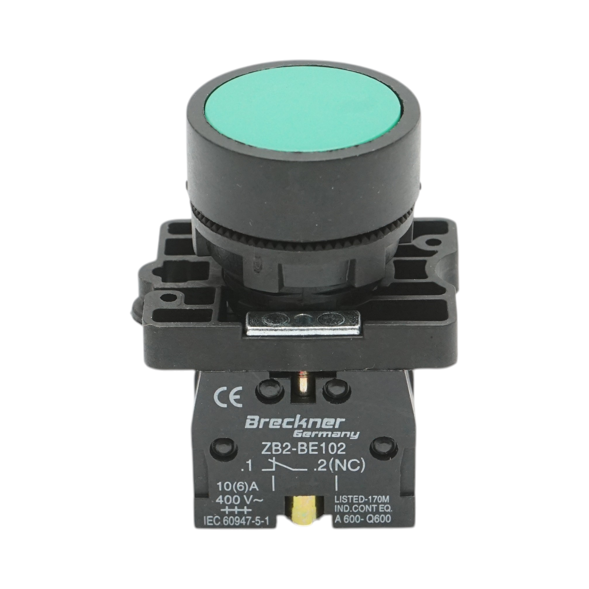 Buton comanda cu revenire verde 1NO+1NC, 400V/10A LAY5 Breckner Germany