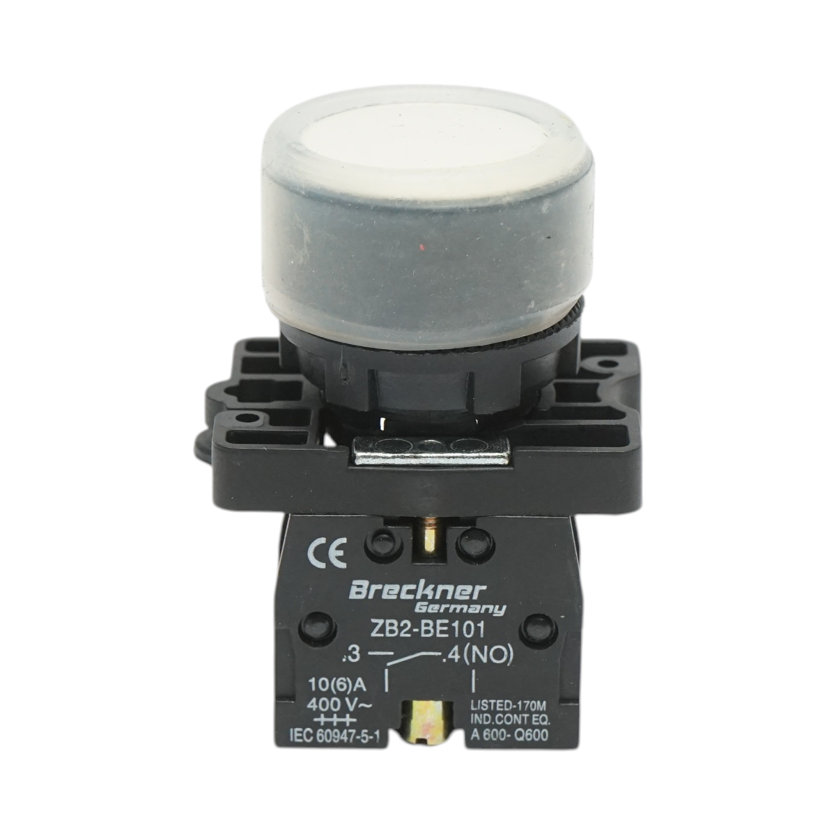 Buton comanda alb cu capac protectie 1NO, 400V/10A, LAY5-EP11, IP65 Breckner Germany