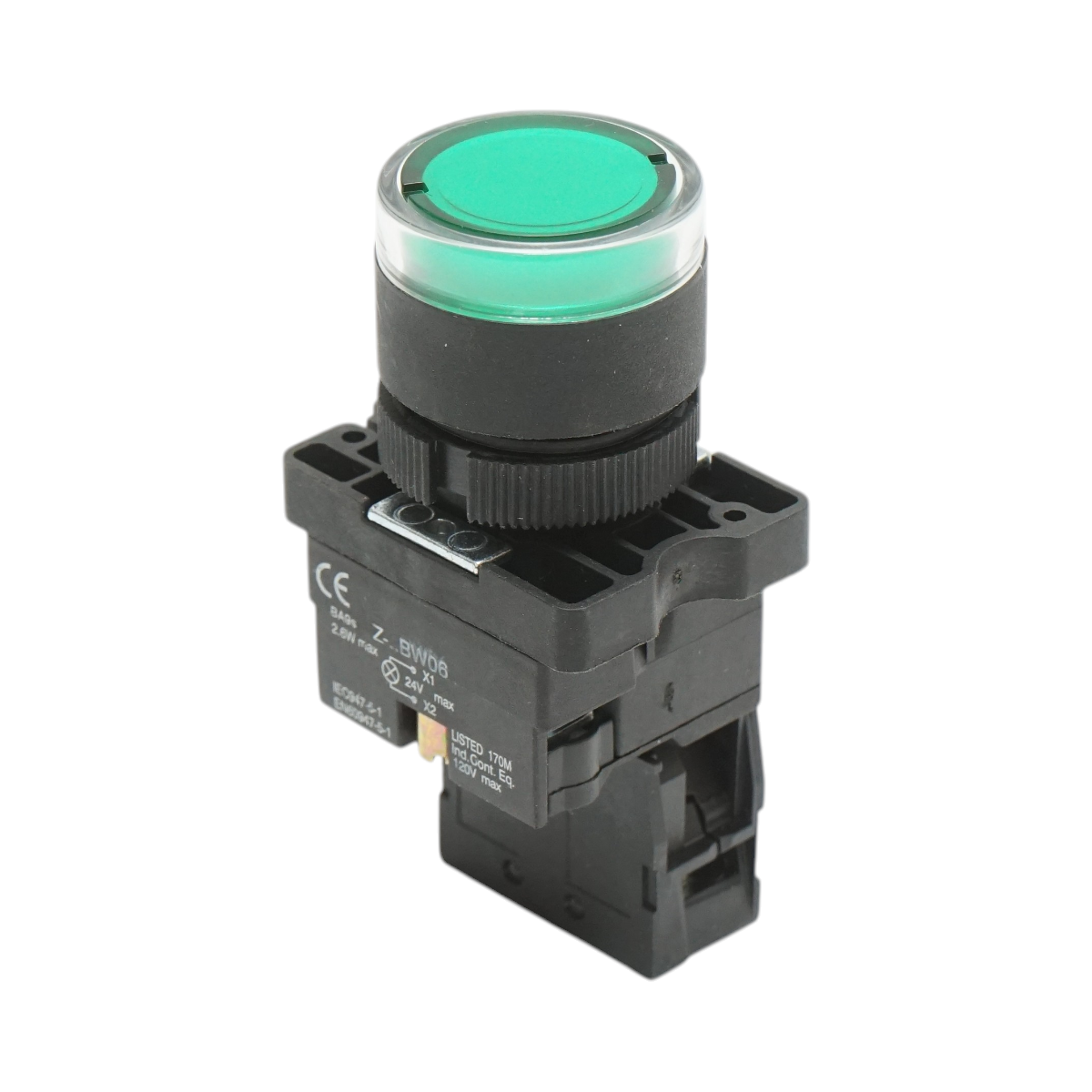 Buton indicator LED verde cu rezistenta integrata 1NO, 24V LAY5 Breckner Germany - imagine 3