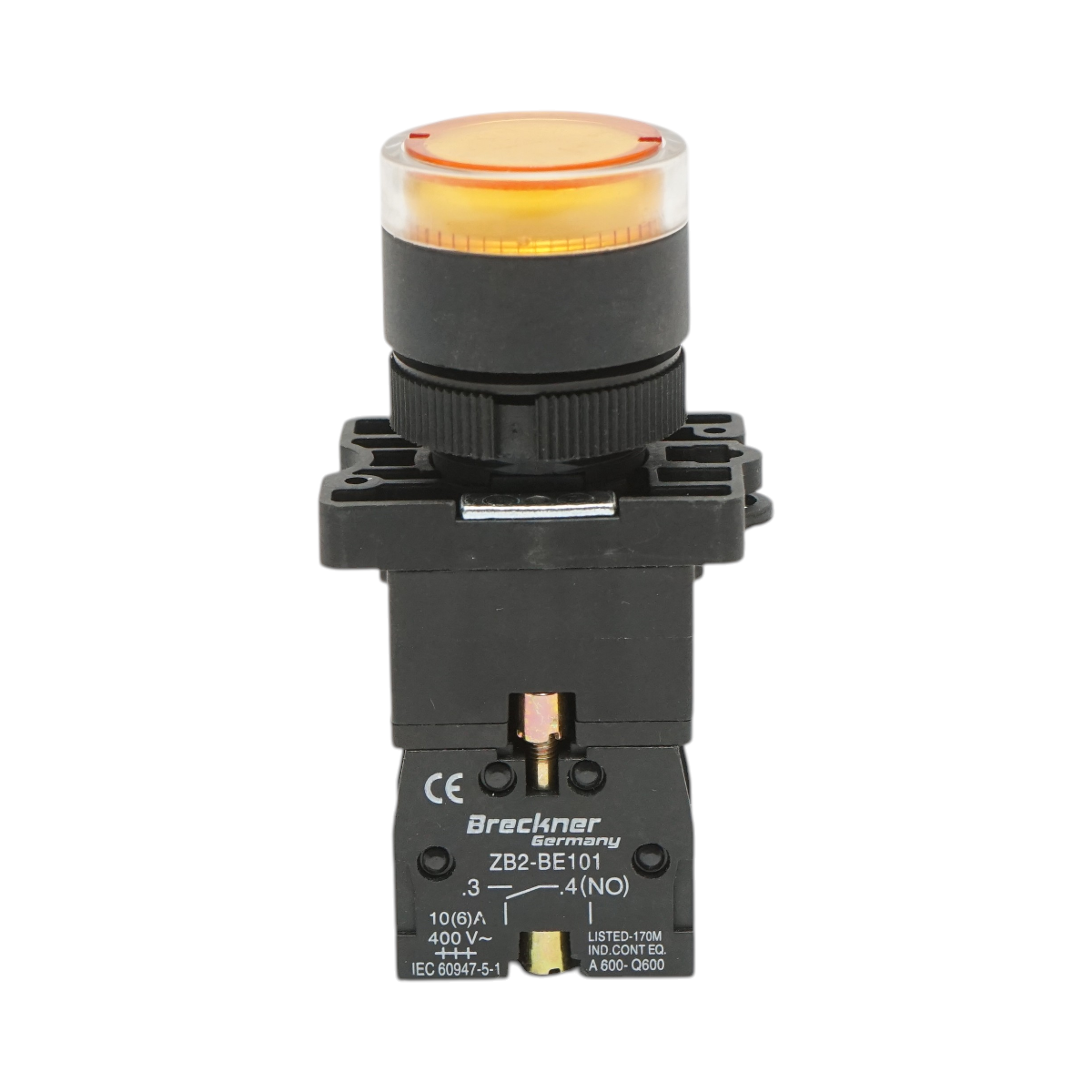 Buton indicator LED galben cu rezistenta integrata 1NO, 24V LAY5 Breckner Germany