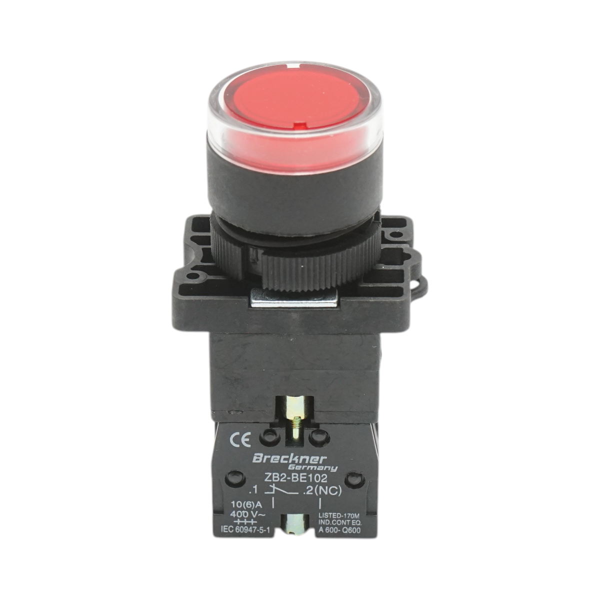 Buton indicator LED rosu cu rezistenta integrata 1NC, 24V LAY5 Breckner Germany