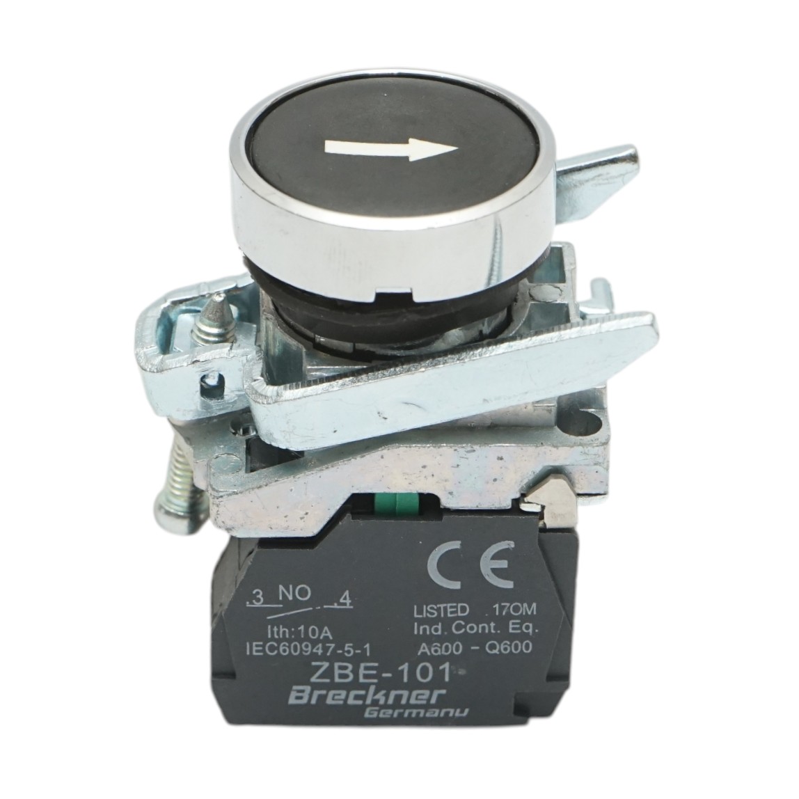 Buton comanda negru sageata cu revenire 1NO, 10A, TB4 Breckner Germany