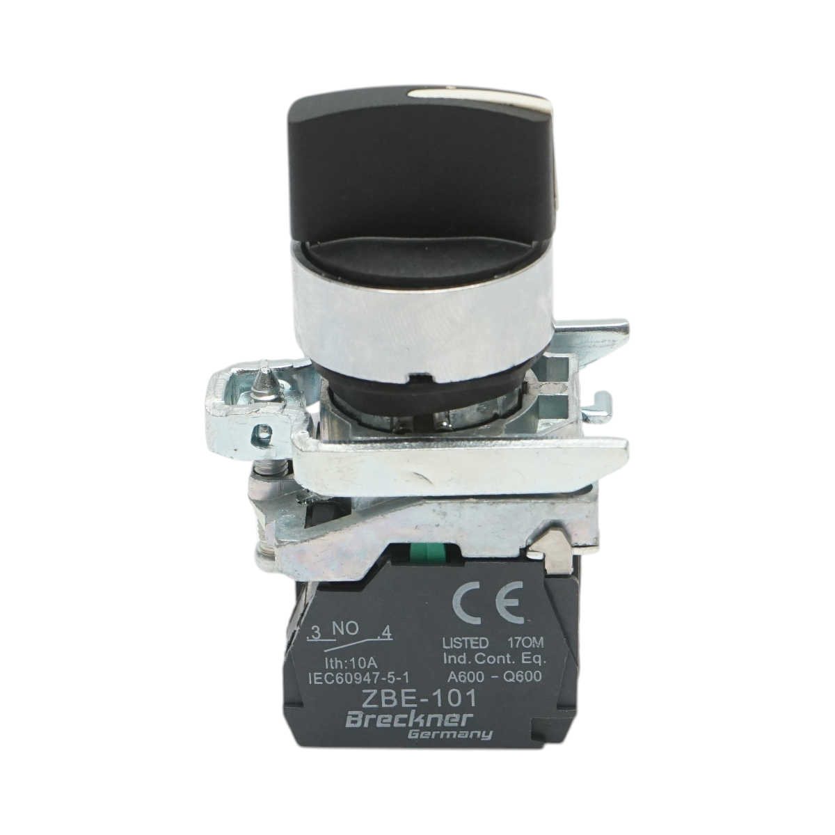 Selector 3 pozitii cu retinere negru 2NO, 24V/10A, TB4-BD33 Breckner Germany