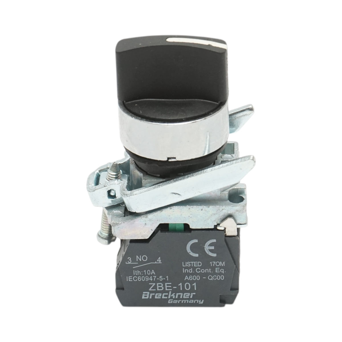 Selector 3 pozitii cu revenire negru 2NO, 24V/10A, TB4-BD53 Breckner Germany