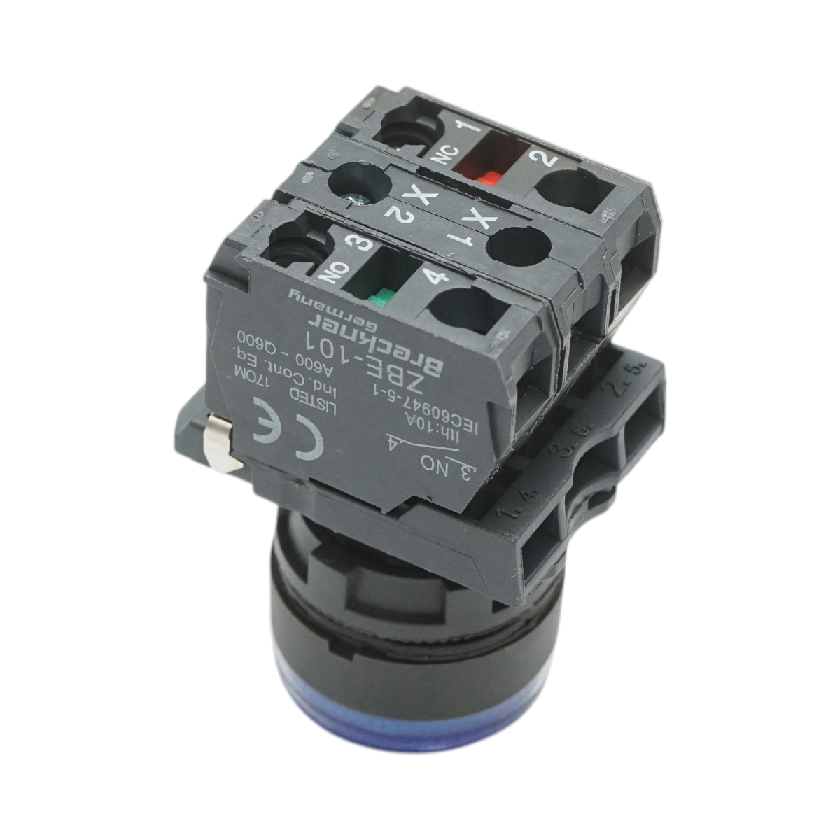 Buton comanda cu revenire si semnalizare LED albastru 1NO+1NC, 24V/10A TB5 Breckner Germany - imagine 4