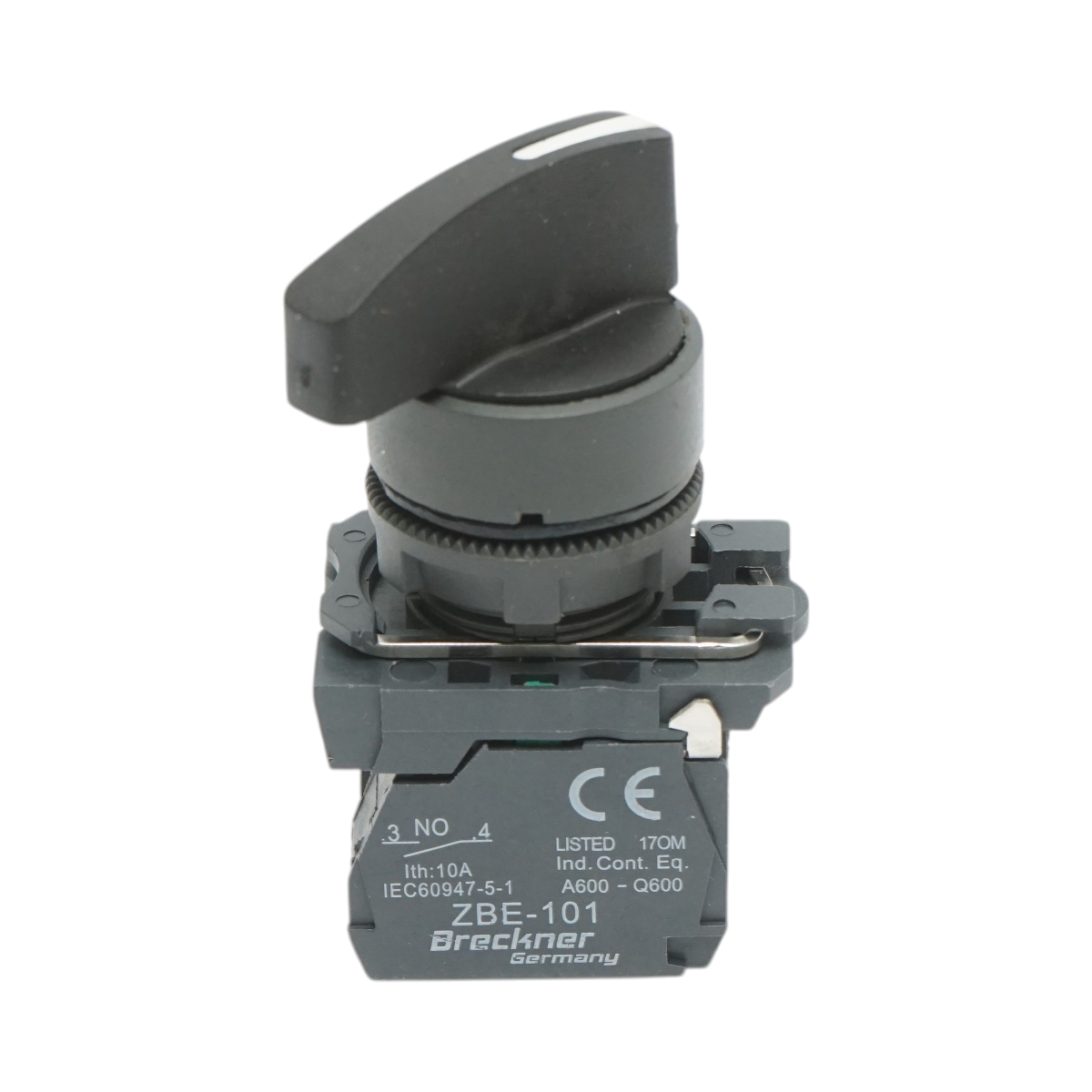 Selector 2 pozitii cu retinere negru 1NO+1NC, 240V/10A, TB5-AJ25 Breckner Germany