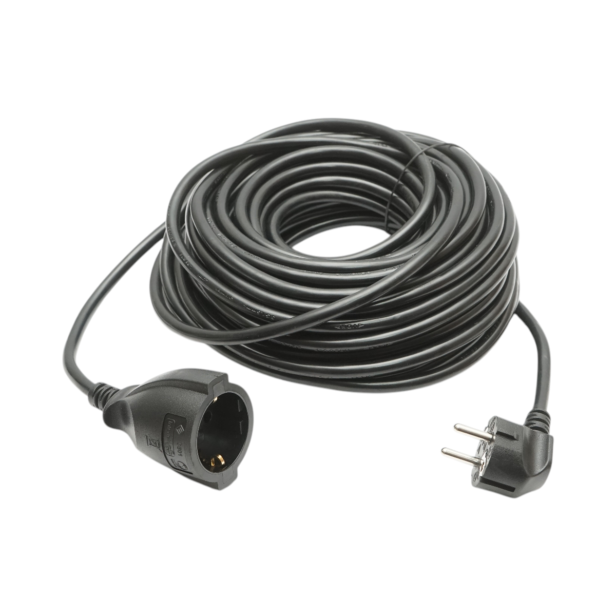 Cablu prelungitor electric 20m H05VV-F 3x1.5mm negru cu priza Schuko 16A/250V
