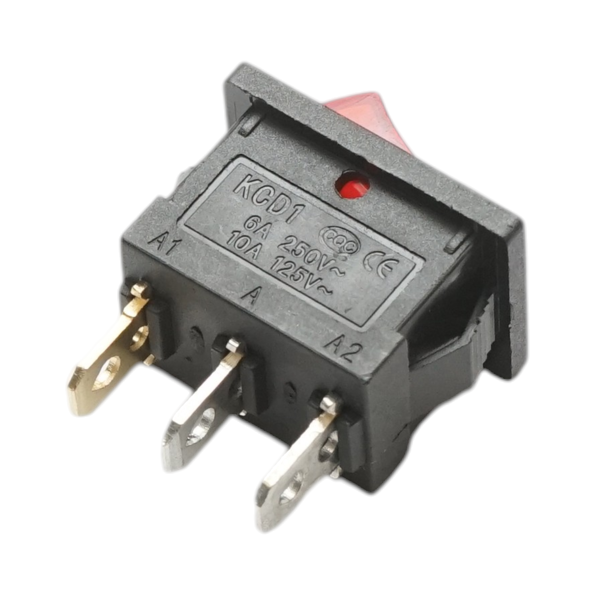 Buton intrerupator LED 250V AC/6A, cu 3 pini ON/OFF universal - imagine 3