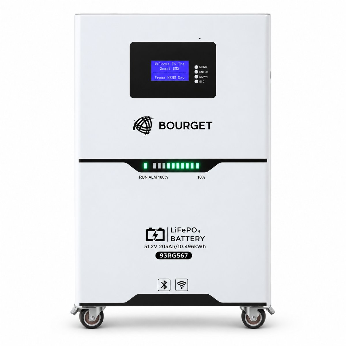 Baterie LiFePO4 10.496kWh, 51.2V, 205Ah cu BMS, Wi-Fi, Bluetooth, deep cycle, display LCD Bourget