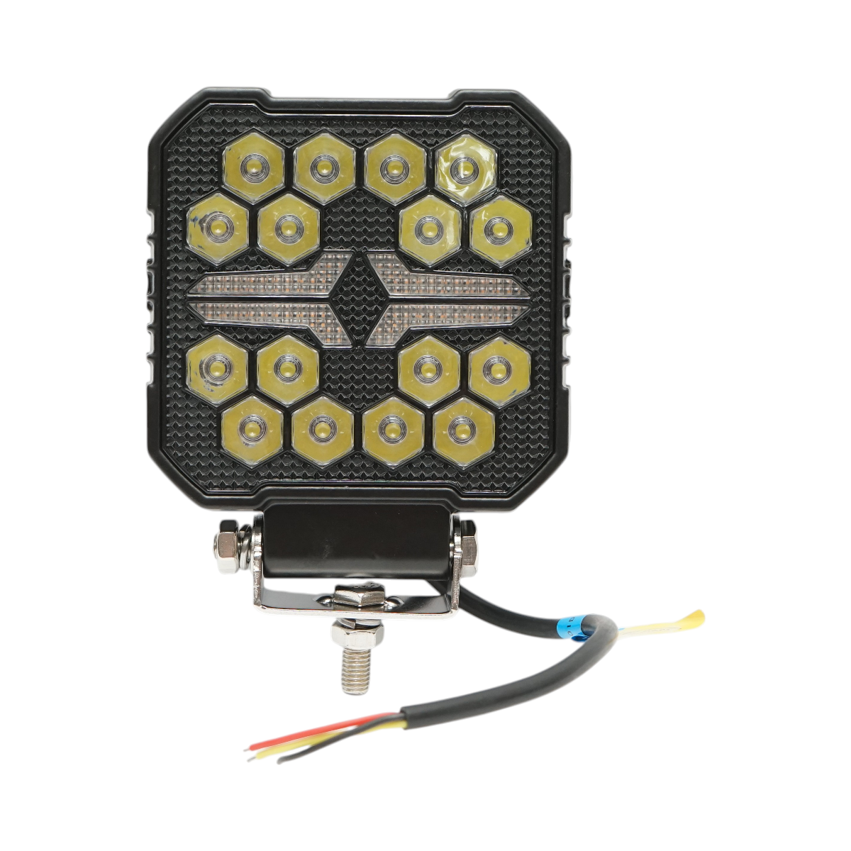 Proiector patrat LED cu DRL 9-36V, 22W alb-galben, carcasa aluminiu 107x107x33mm IP68 Breckner Germany