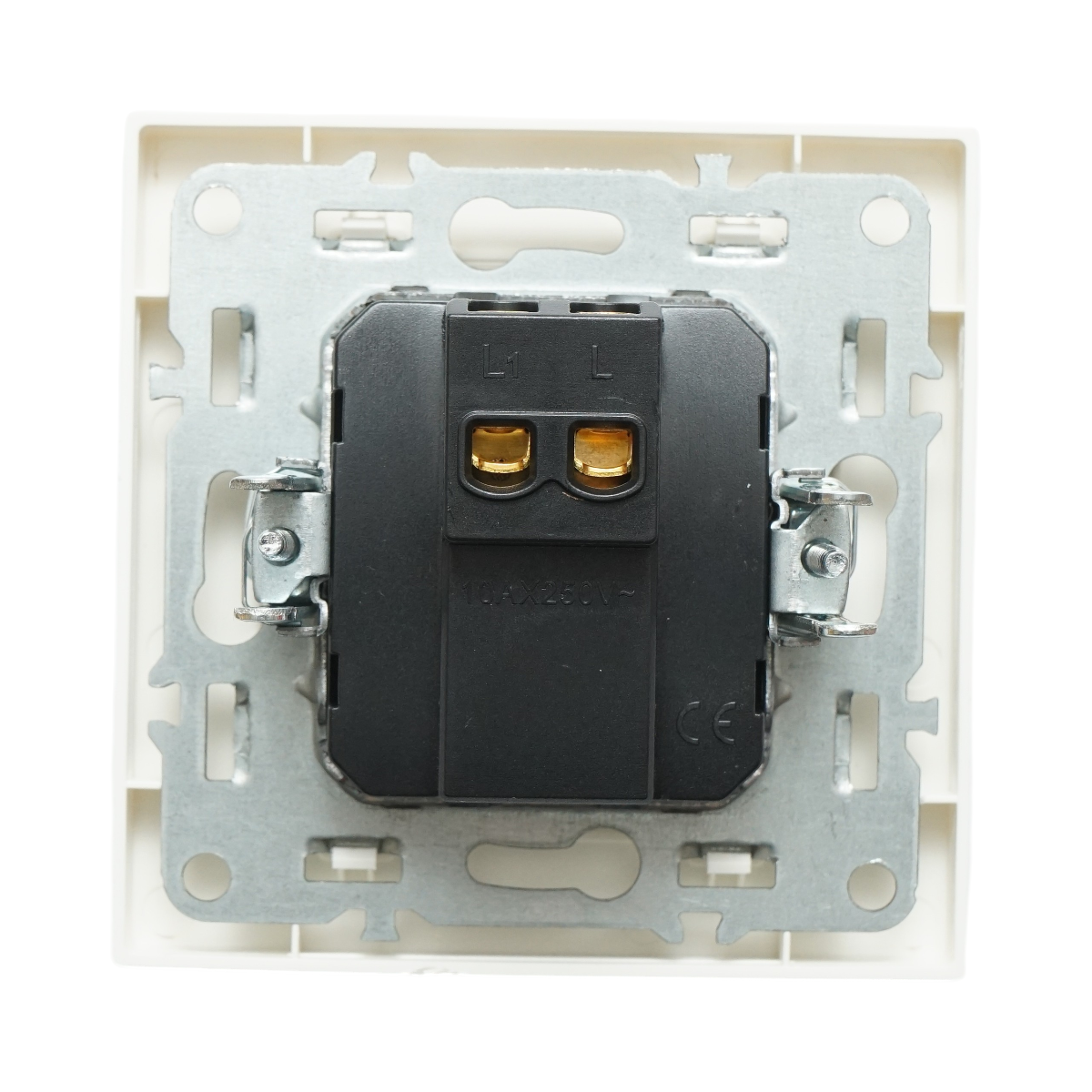 Intrerupator simplu alb incastrat 220V, 10AX, ABS 80x80mm - imagine 3