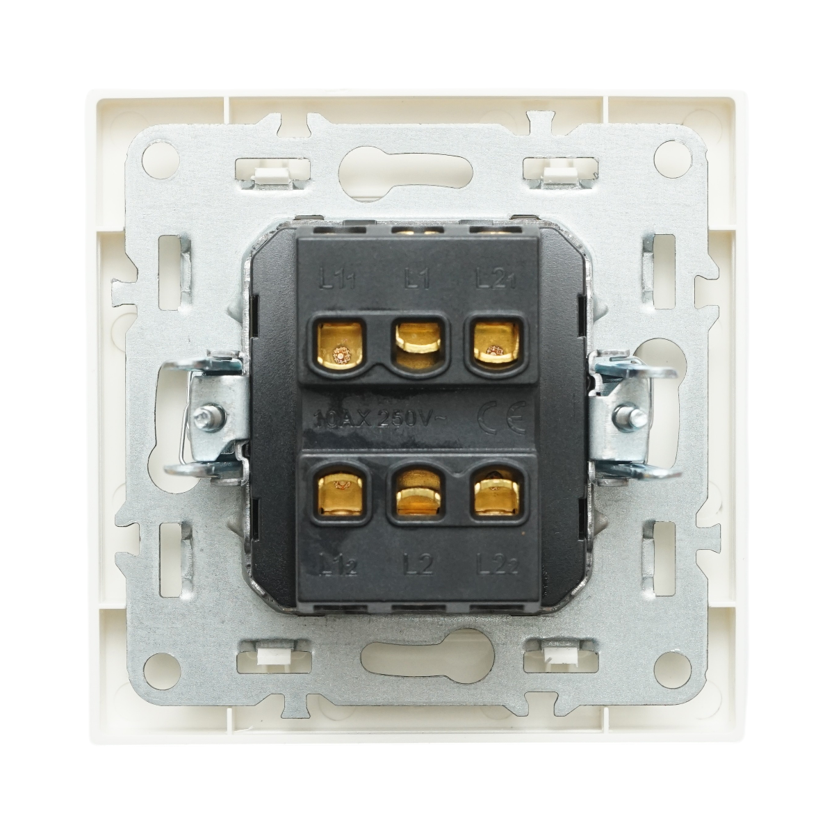 Intrerupator dublu cap scara alb incastrat 220V, 10AX, ABS 80x80mm - imagine 3