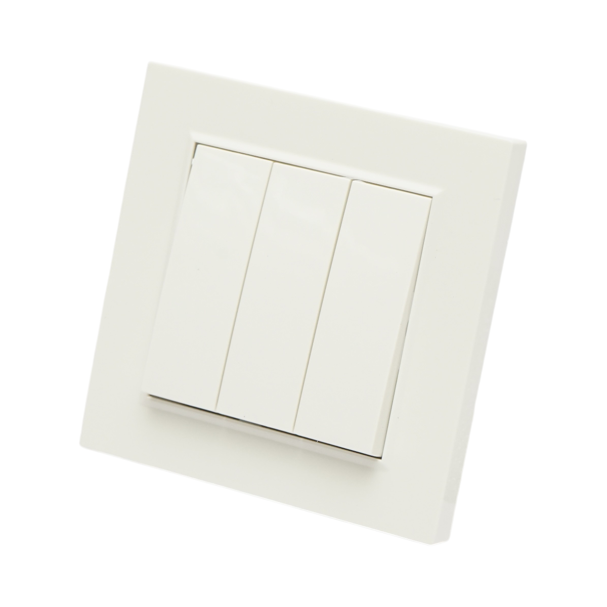 Intrerupator triplu alb incastrat 220V, 10AX, ABS 80x80mm