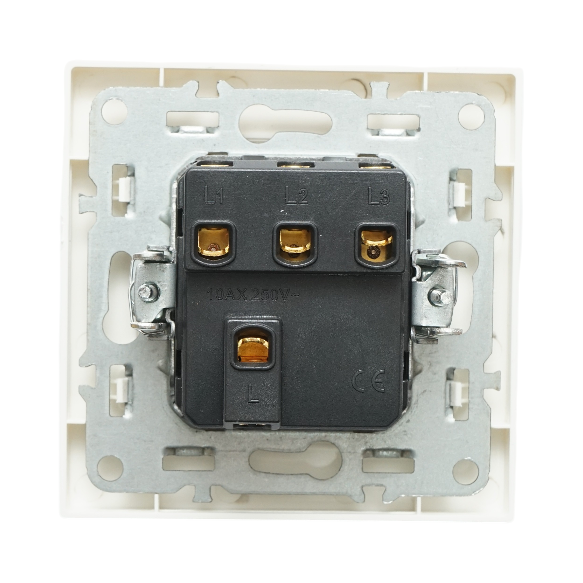 Intrerupator triplu alb incastrat 220V, 10AX, ABS 80x80mm - imagine 3