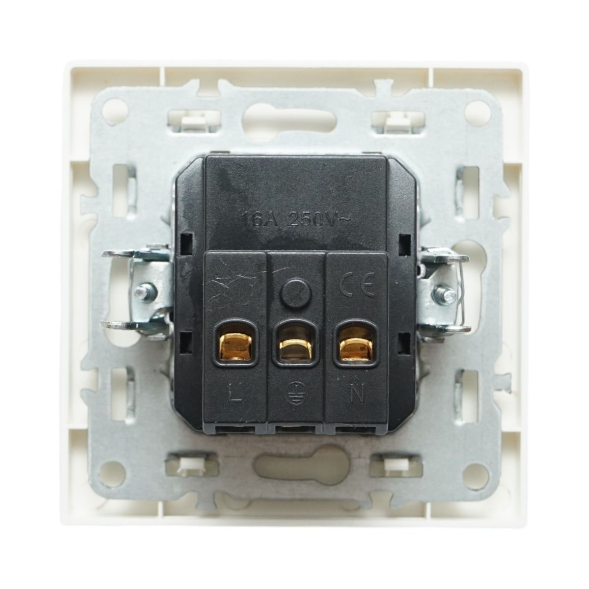 Priza schuko alba incastrata 220V, 16A, ABS 80x80mm - imagine 3