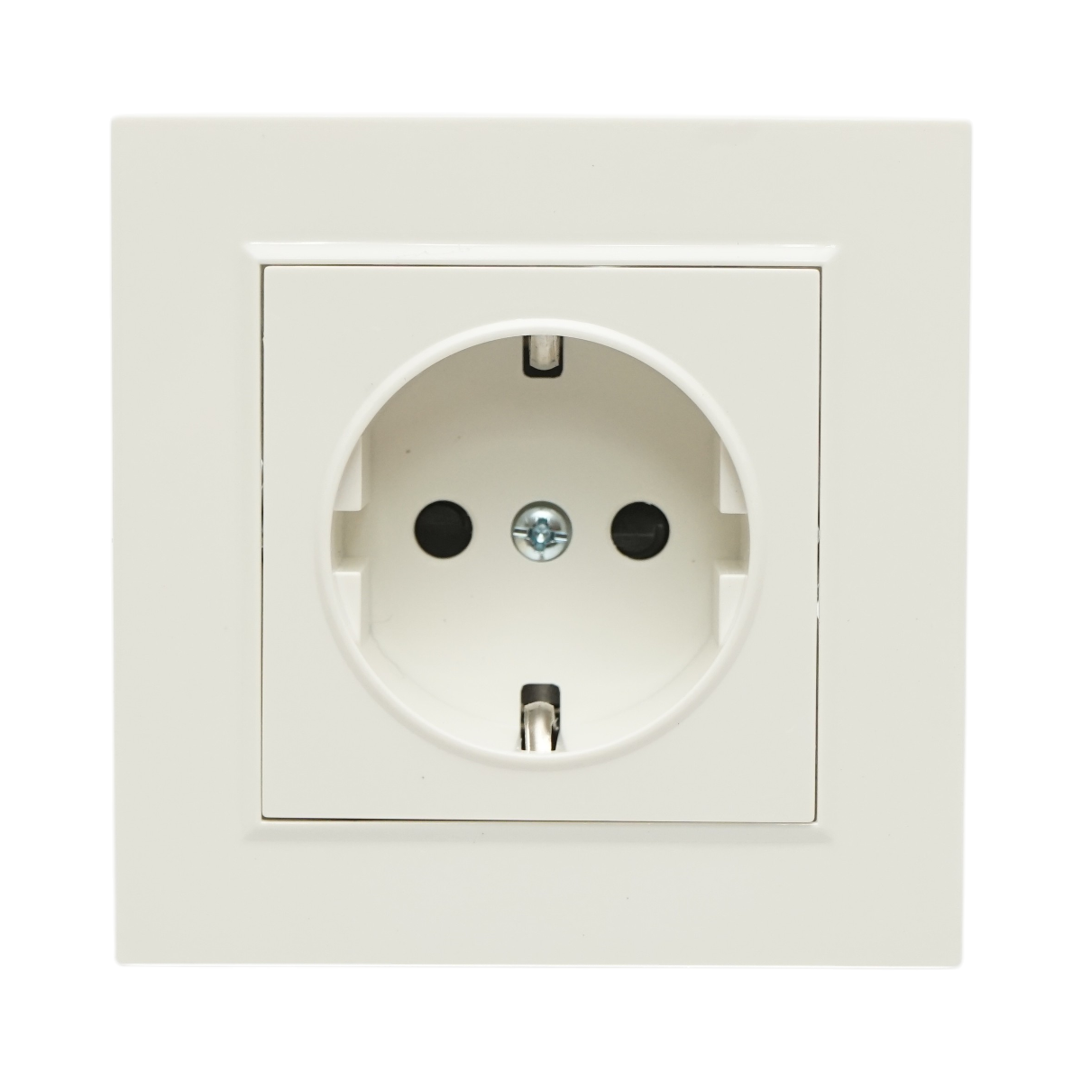 Priza schuko alba incastrata 220V, 16A, ABS 80x80mm - imagine 2