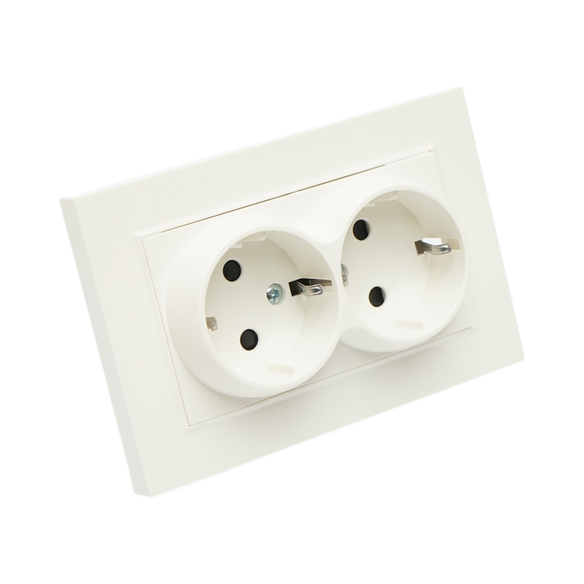 Priza schuko dubla alba incastrata 220V, 16A, ABS 83x150mm - imagine 4
