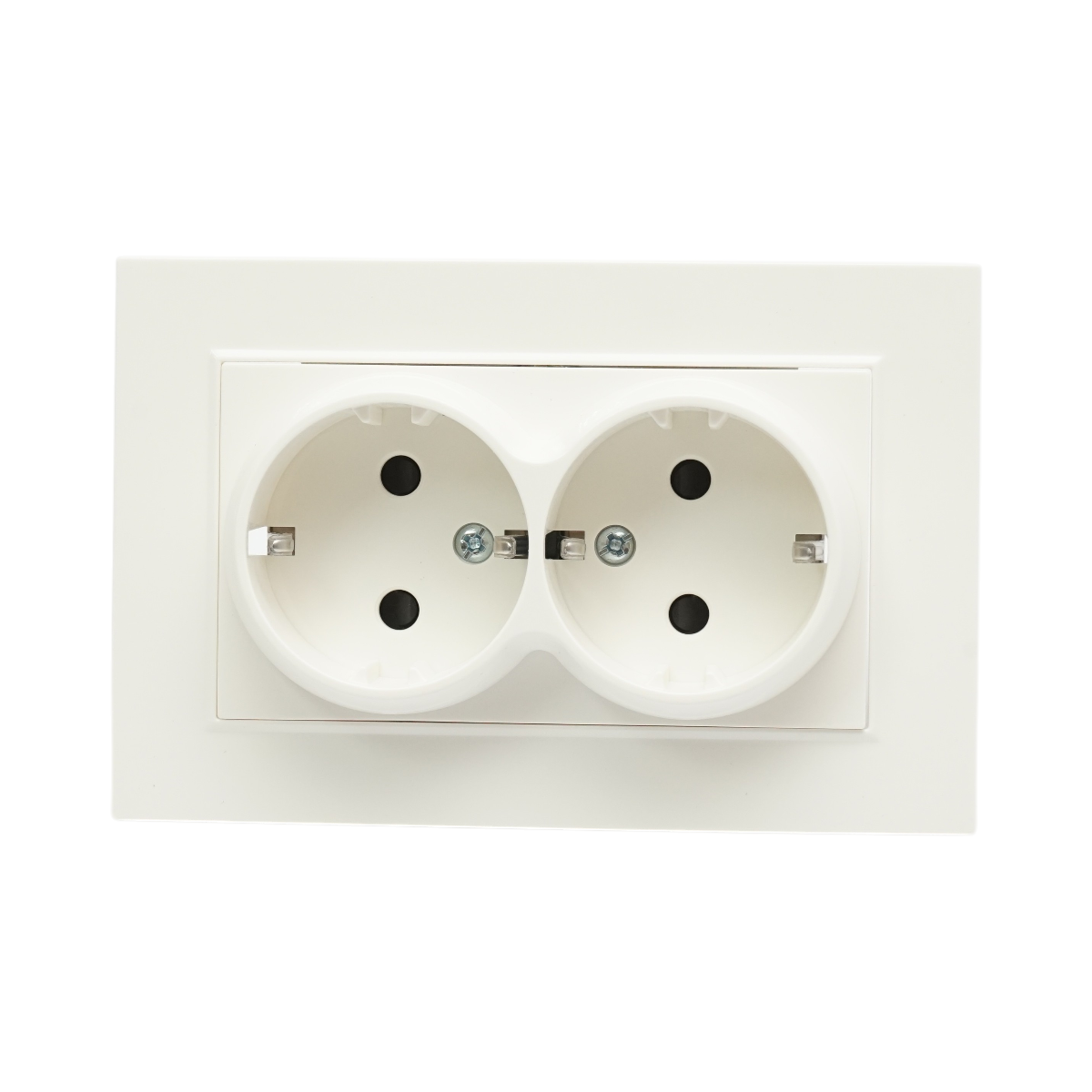 Priza schuko dubla alba incastrata 220V, 16A, ABS 83x150mm - imagine 2