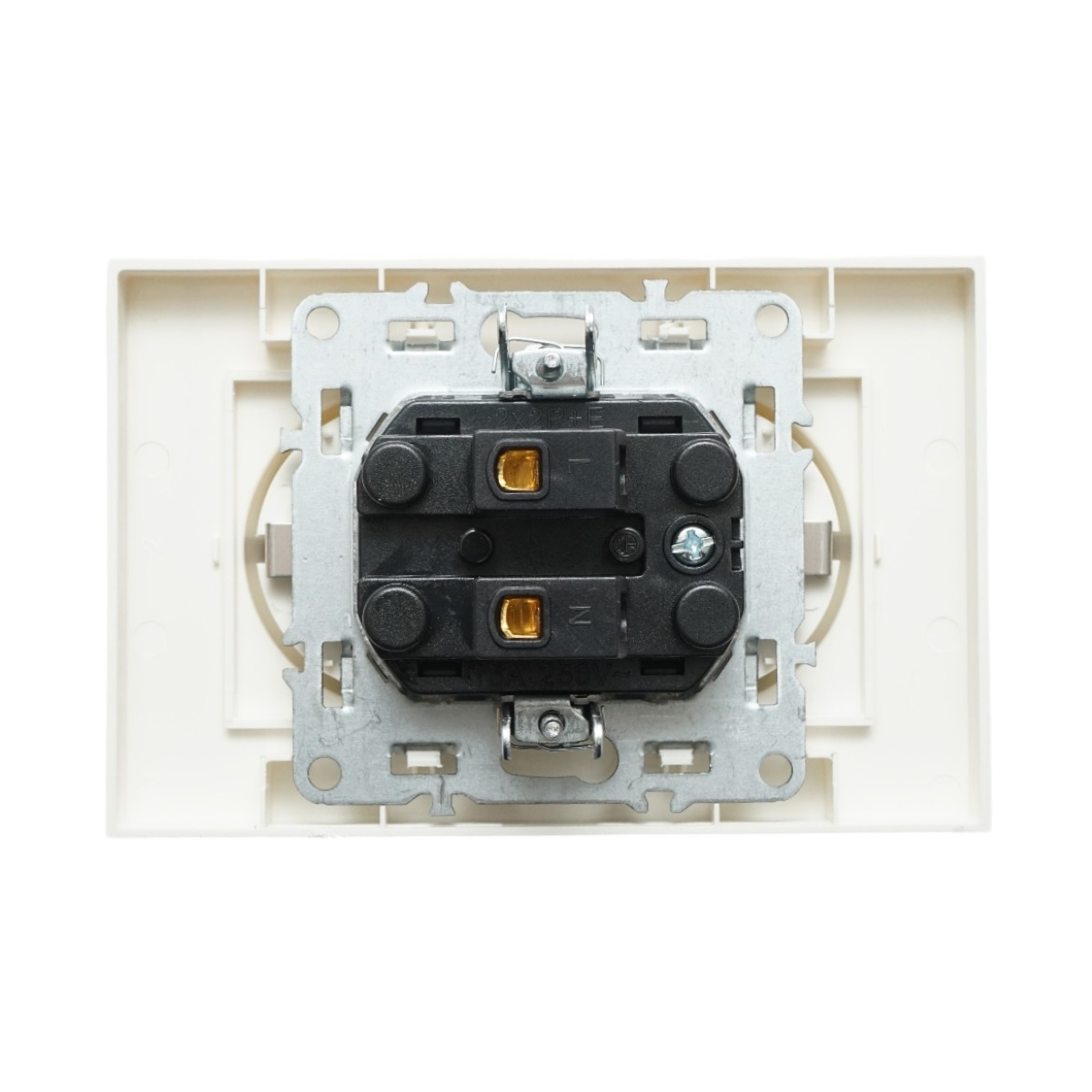 Priza schuko dubla alba incastrata 220V, 16A, ABS 83x150mm - imagine 3