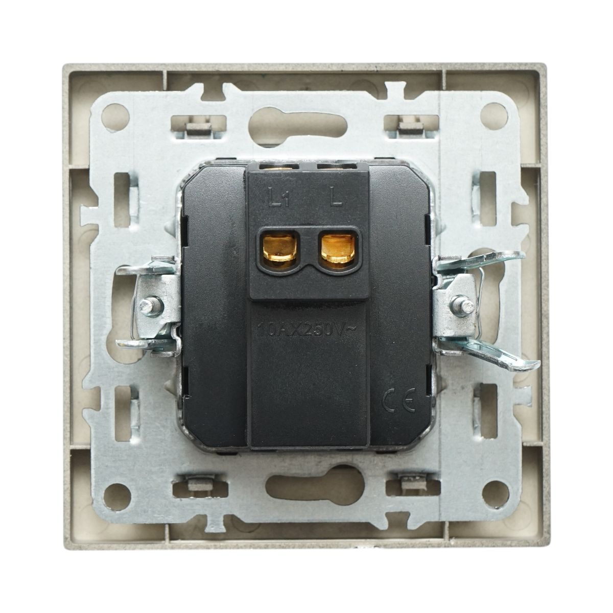 Intrerupator simplu negru incastrat 220V, 10AX, ABS 80x80mm - imagine 3