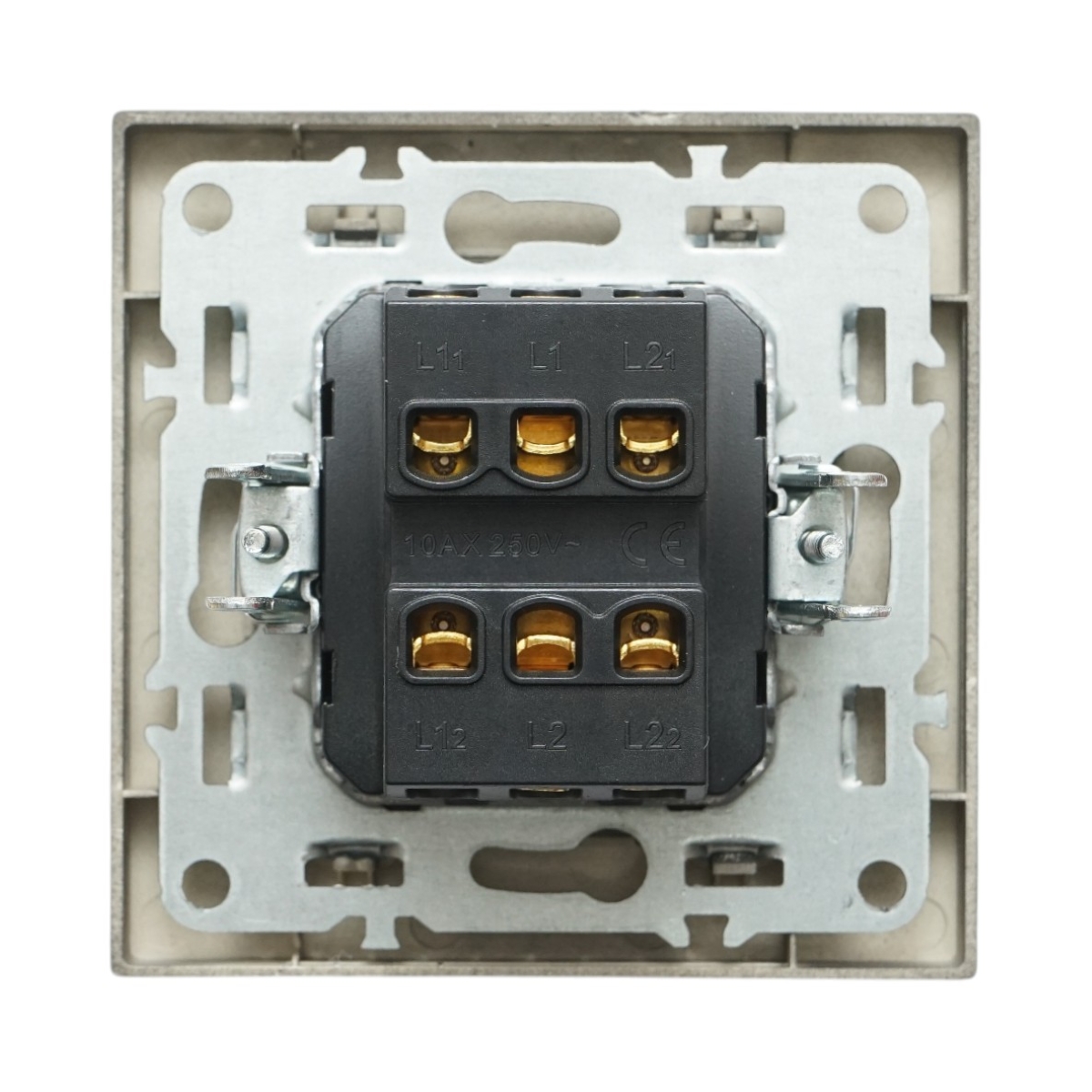 Intrerupator dublu cap scara negru incastrat 220V, 10AX, ABS 80x80mm - imagine 3